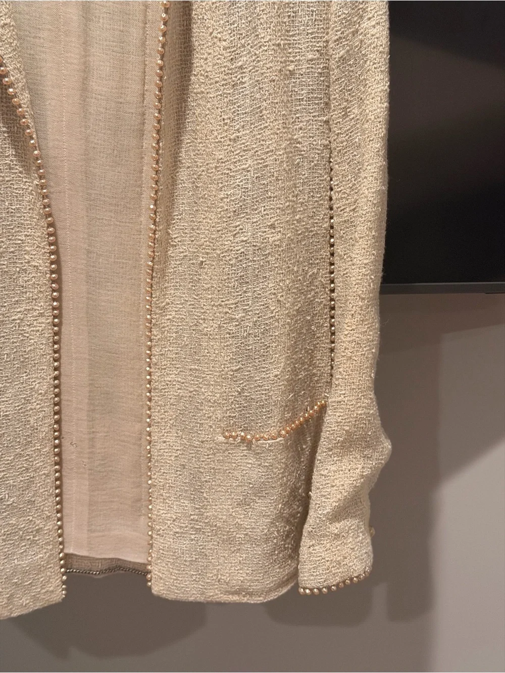 Chanel Cream Bouclé Open-Front Jacket